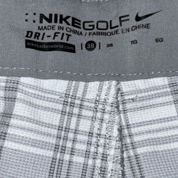 Men’s Nike Golf Grey White Plaid Stripes Golf Shorts Size Medium Waist 38 - Picture 13 of 14
